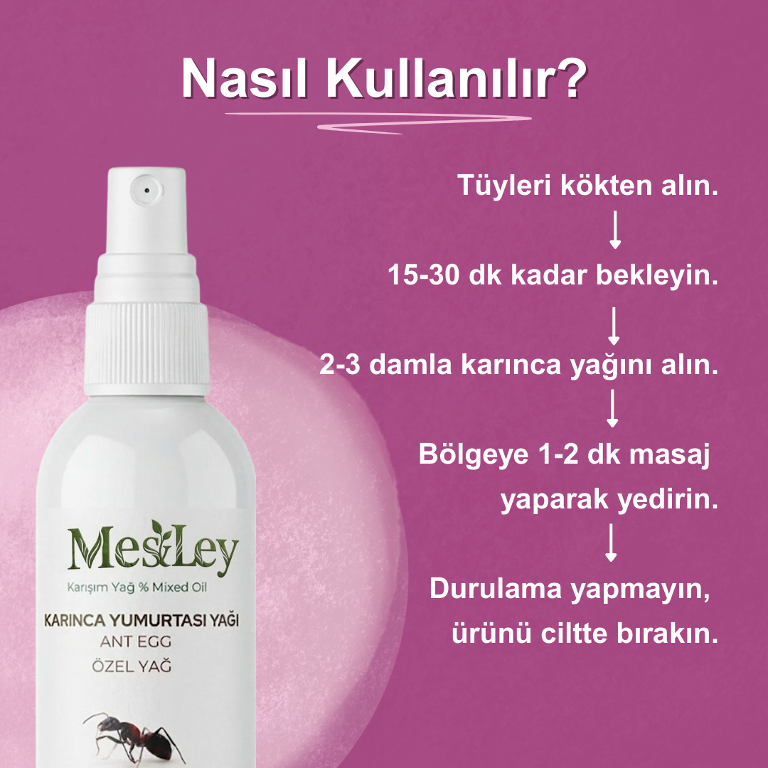 Mesley Naturals %100 Doğal Karınca Yumurtası Yağı – Tüy Karşıtı Bakım Serumu (50 ml)