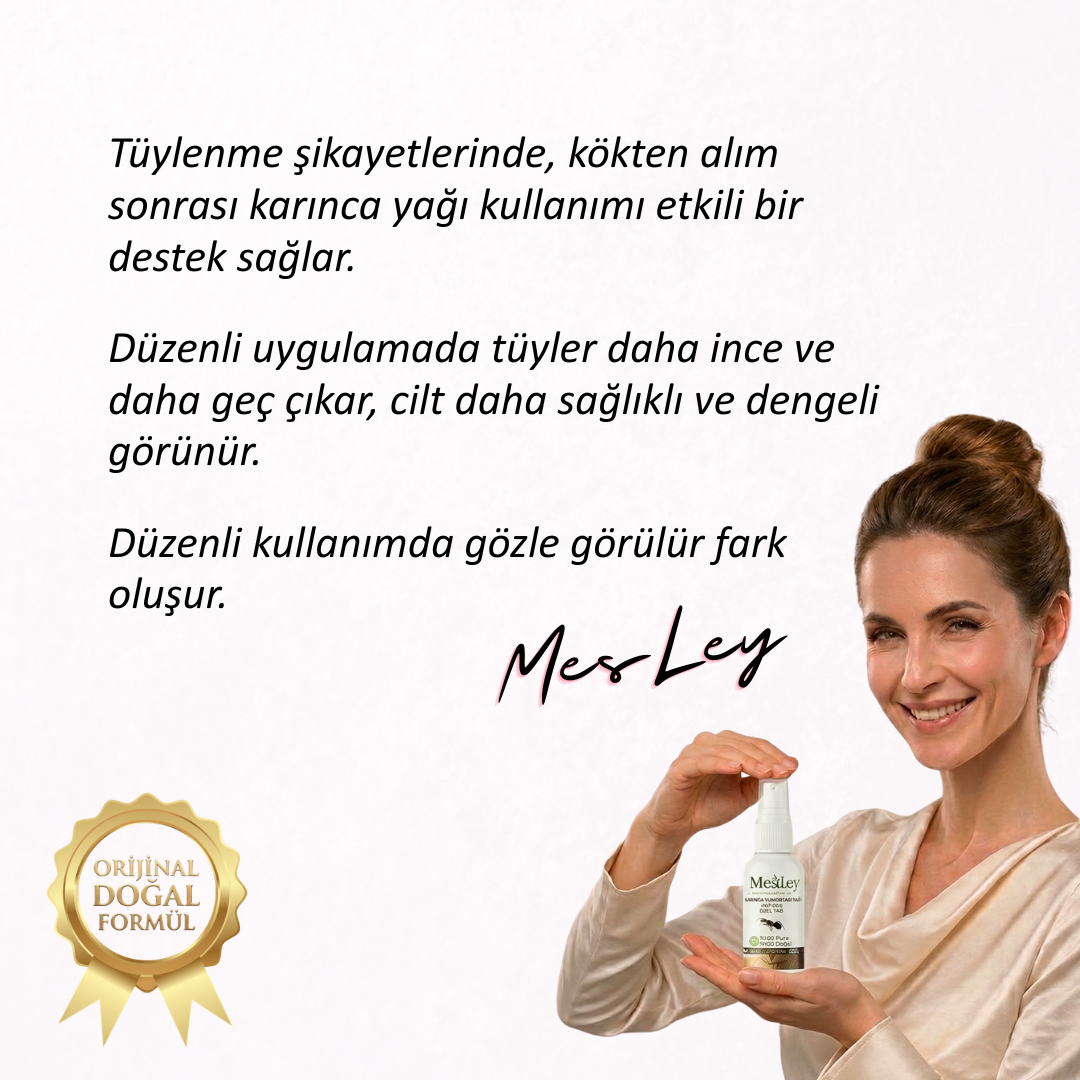 Mesley Naturals %100 Doğal Karınca Yumurtası Yağı – Tüy Karşıtı Bakım Serumu (50 ml)