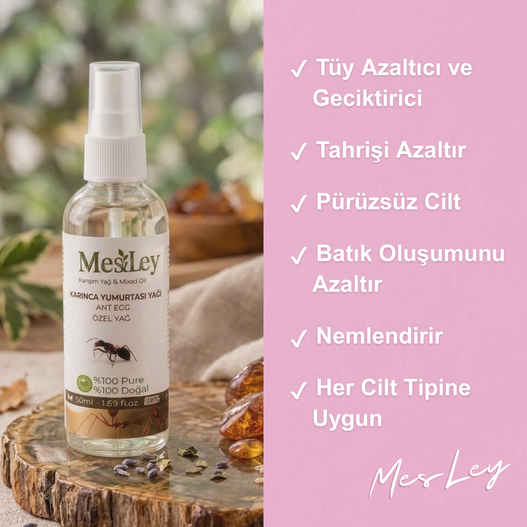 Mesley Naturals %100 Doğal Karınca Yumurtası Yağı – Tüy Karşıtı Bakım Serumu (50 ml)